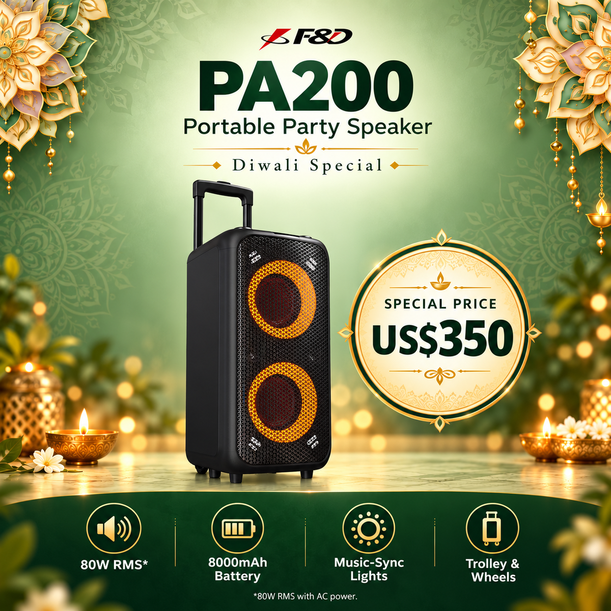 Fenda PA200 Party Box Speaker | Trolley Karaoke Power
