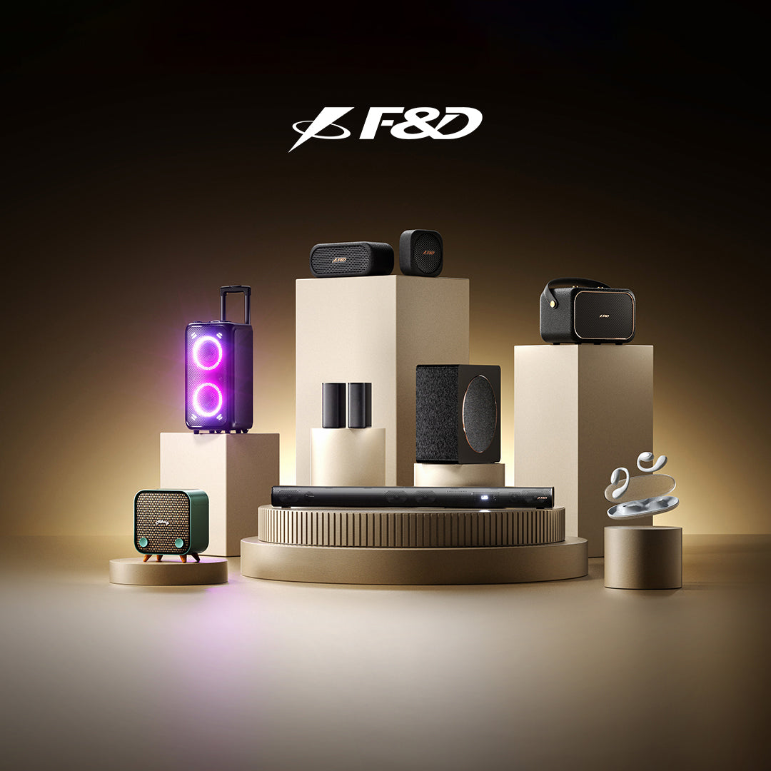 Fenda Bluetooth speakers, Air Conduction earbuds, and Dolby Atmos soundbars collection