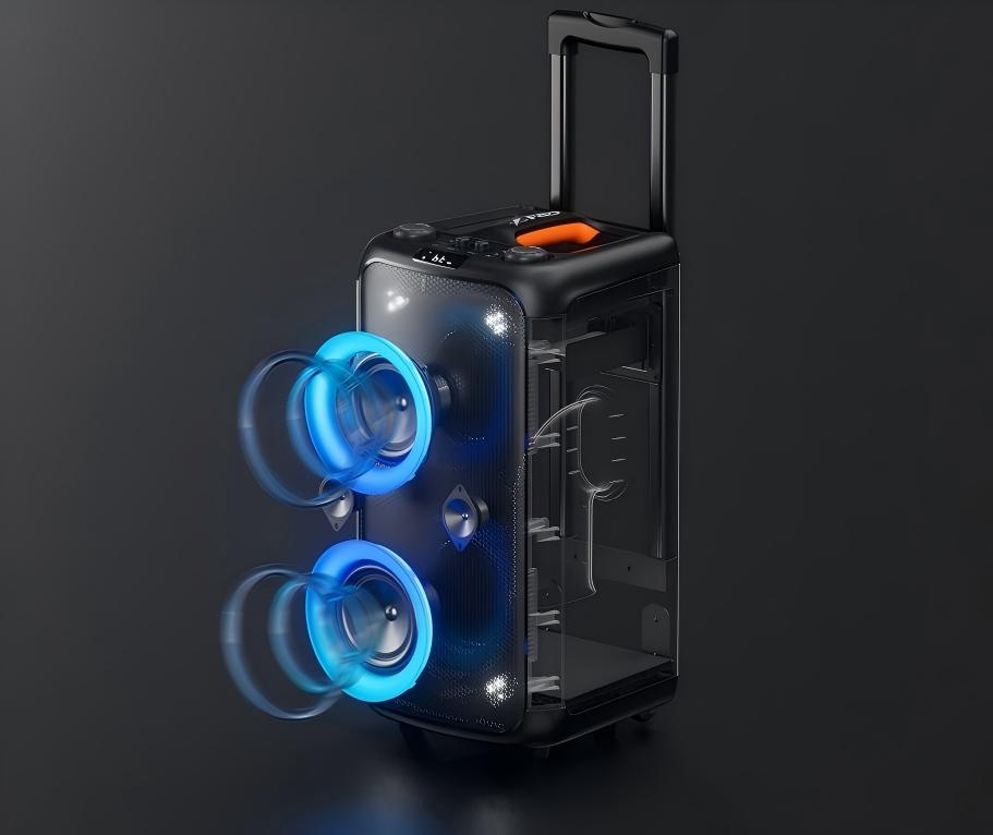 PA200 Party Box Speaker with 80W output, 5.25” full-range and 2” tweeters for balanced home sound